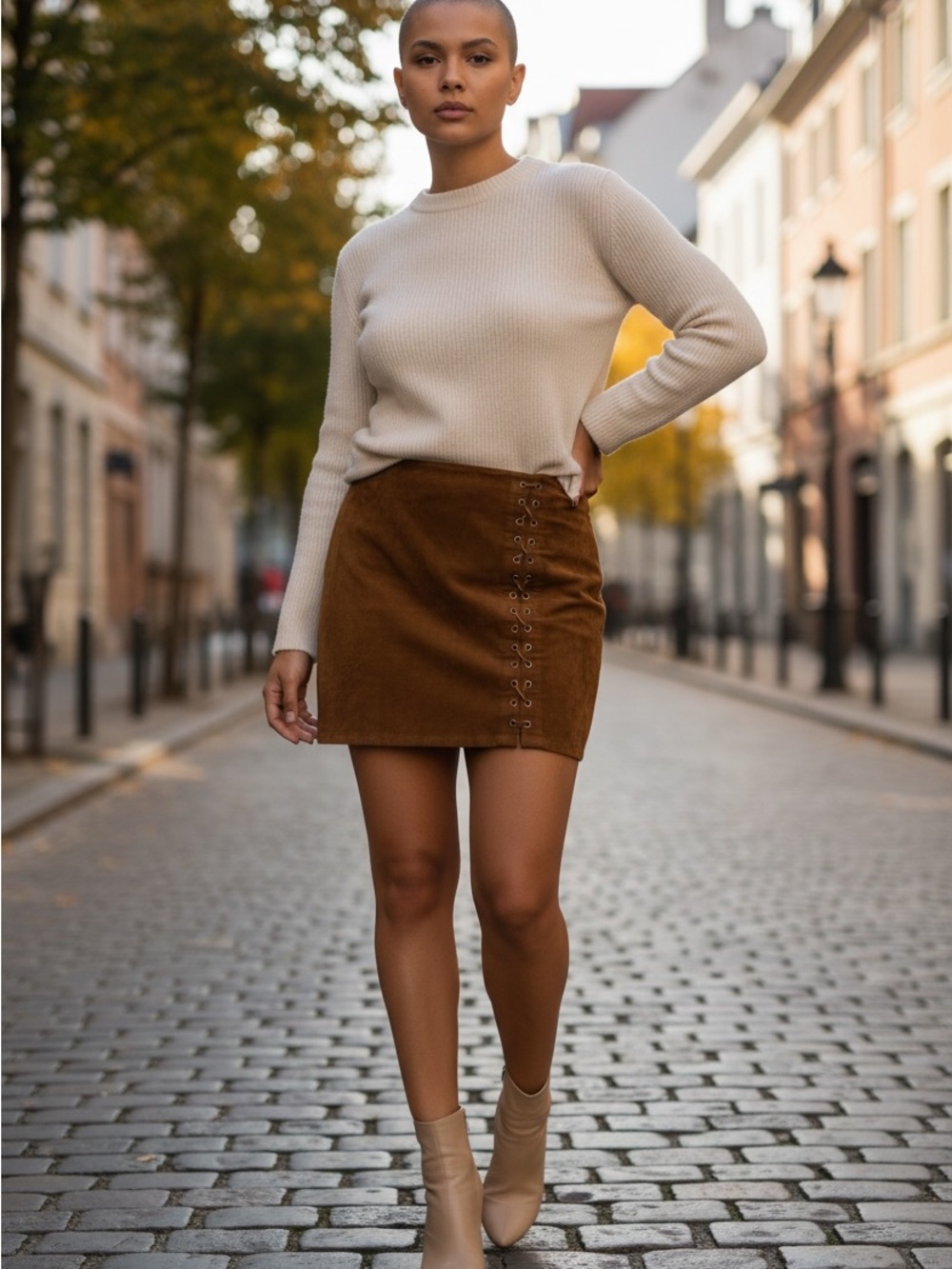 Forever 21 Brown Suede Lace-Up Mini Skirt